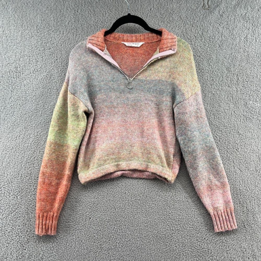 Belle du jour sweater rainbow ombre mock neck quarter zip pullover XS - Picture 5 of 12
